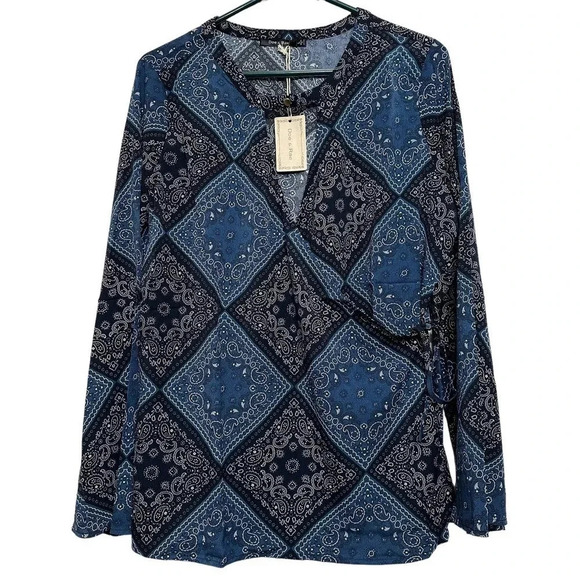 Anthropologie Doe & Rae NWT’s wrap front long sleeve blouse.size large - Picture 1 of 9